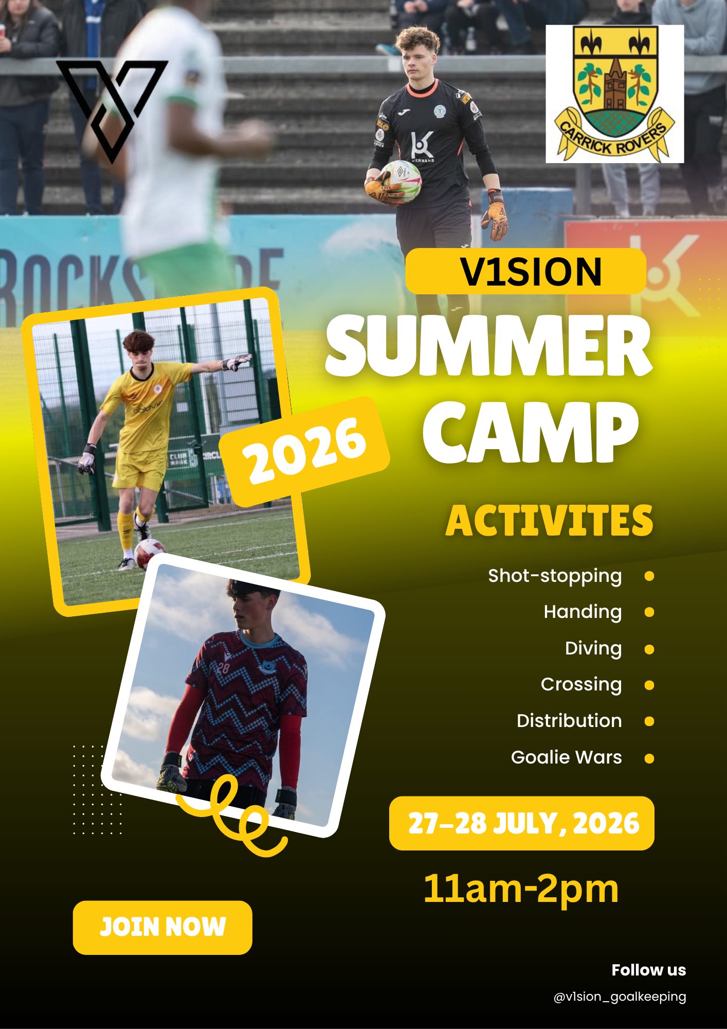 Carrick Rovers FC Summer Clinic July 27th&28th 11am-2pm (9-18 years old)