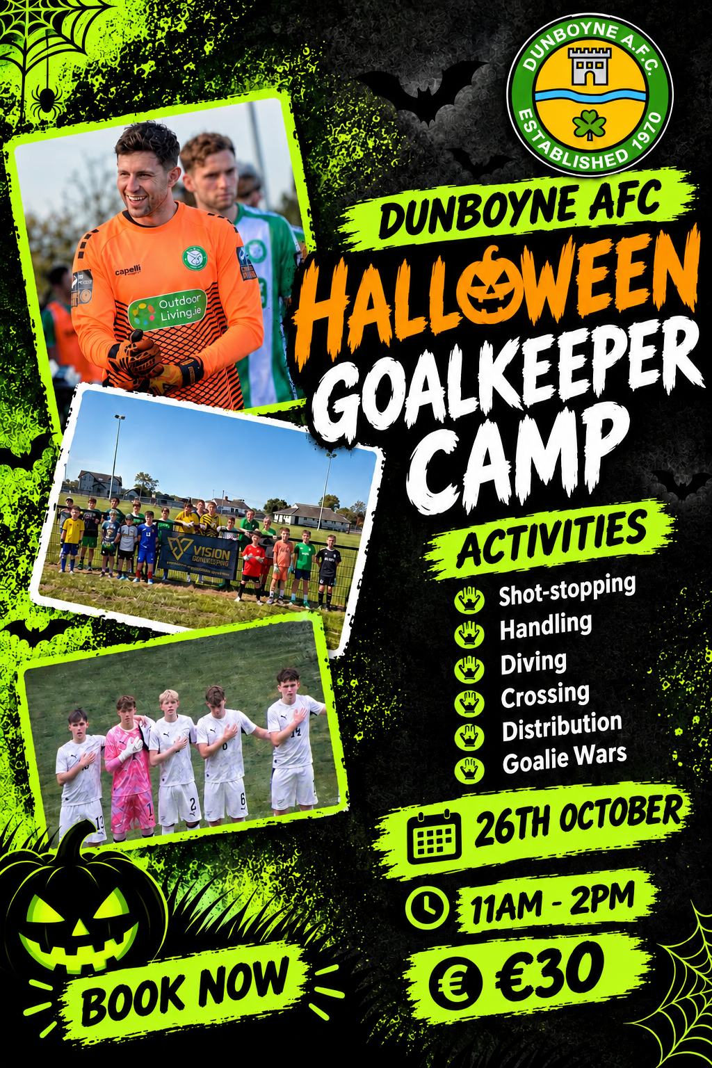 Dunboyne AFC Halloween Clinic October 26th 11am-2pm (9-18 years old)